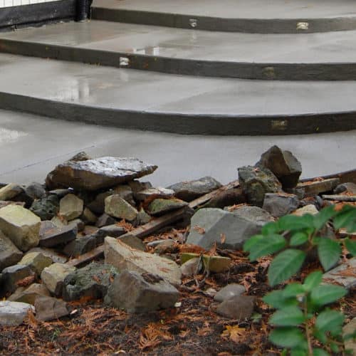 New concrete steps to the entrance of a home