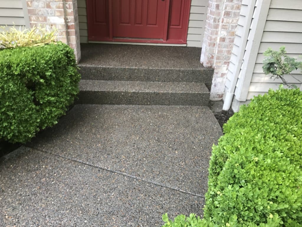 Aggregated concrete steps and front porch