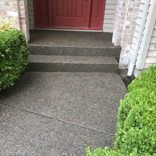 Aggregated concrete steps and front porch