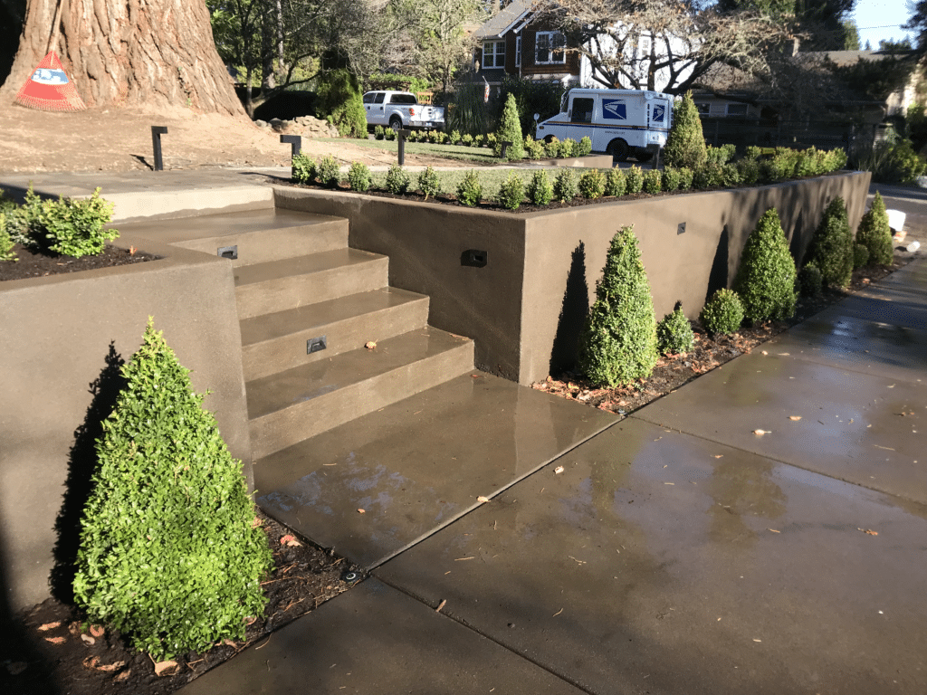 Sand finish Steps and retaining wall