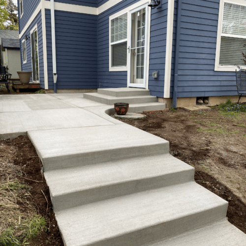 Broom finish concrete steps