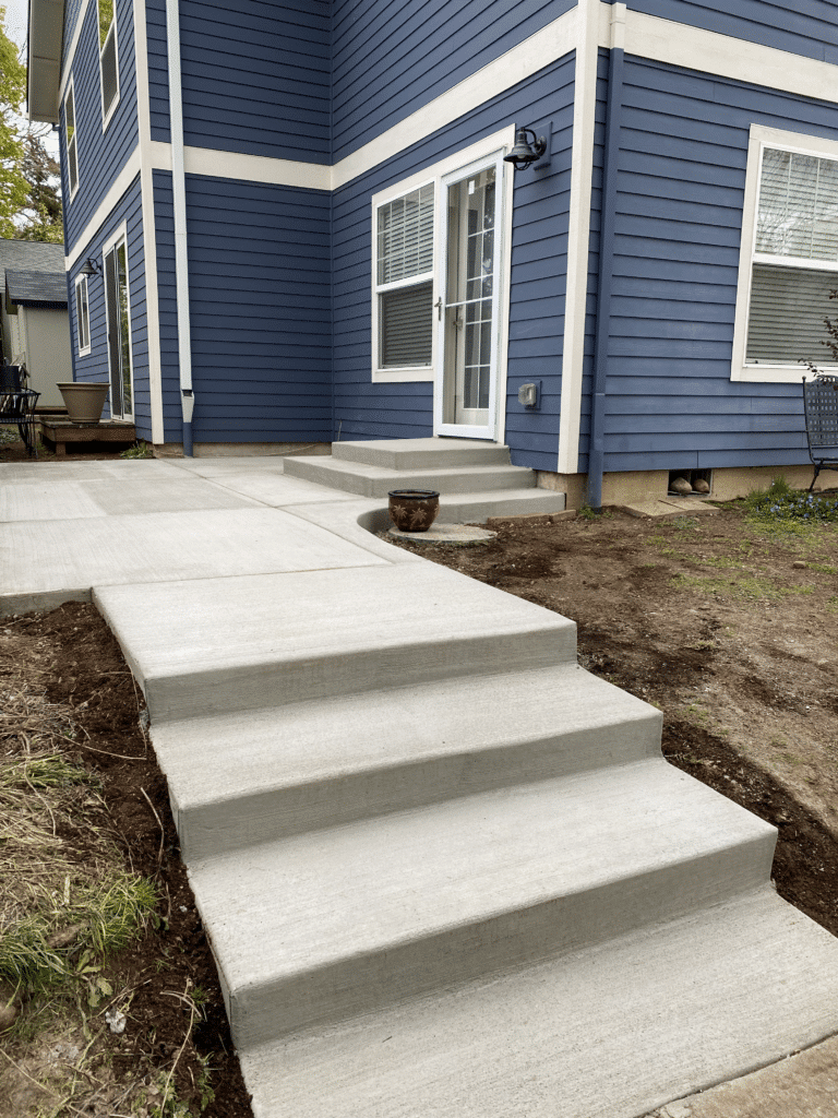 Broom finish concrete steps