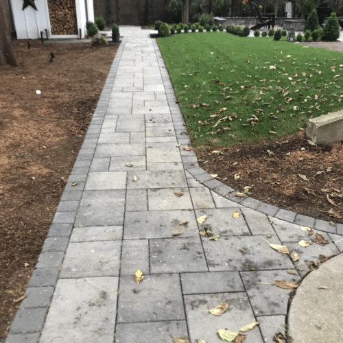 Backyard paver walkway