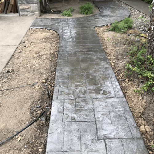 Stamped concrete walkway