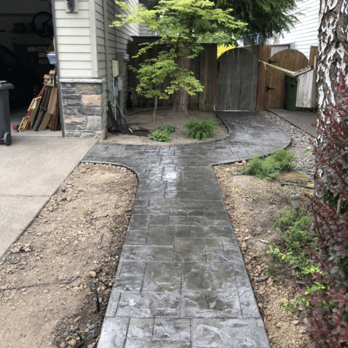 Stamped concrete walkway